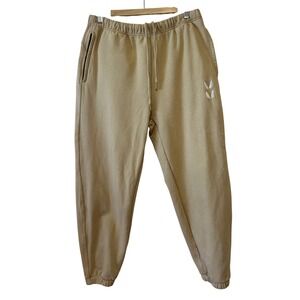 ASRV Mens Joggers Size L Tech Terry Tan Embroidered Stacked Wings Sweatpants